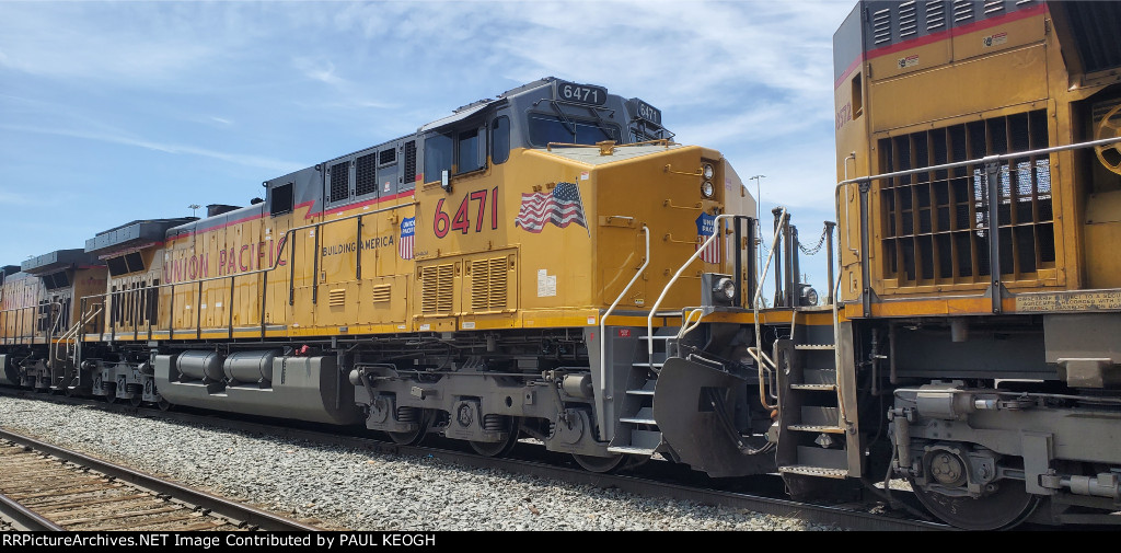 UP 6471 a C44ACM  is the 3rd Motor on the MNPWC tied down in The East Ogden UP Yard waiting for Train Crew to take Her Southbound towards UP West Colton Yard, California 